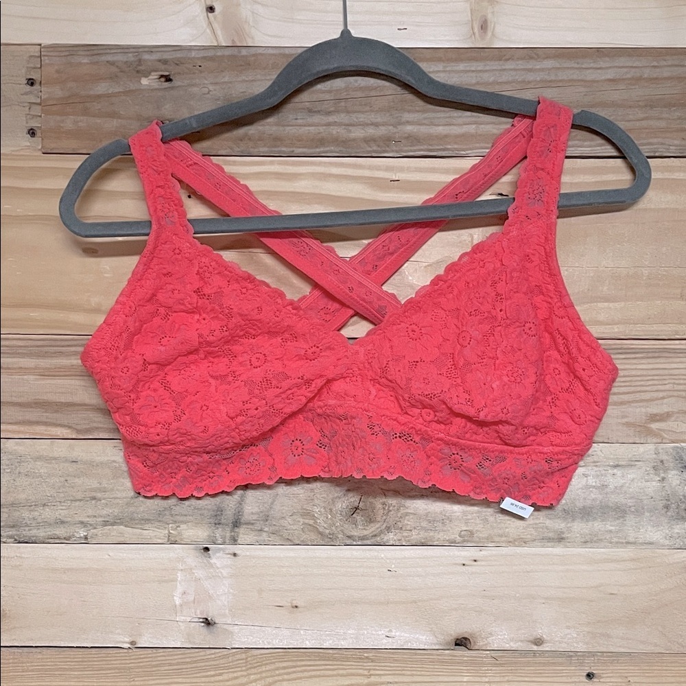 Aerie size XL Coral Lace Super Soft and Stretchy Cross-Back Bralette